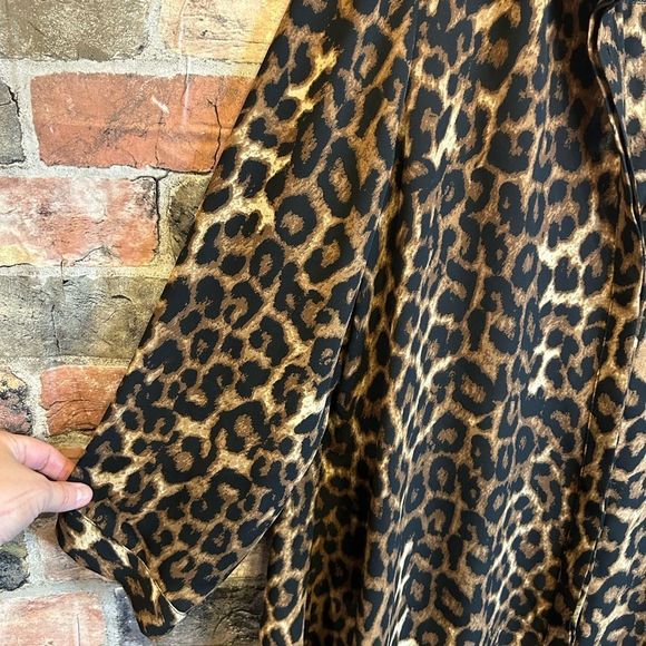 2X Cupio Button Front Cheetah Print Long Sleeve Dress - Picture 3 of 8